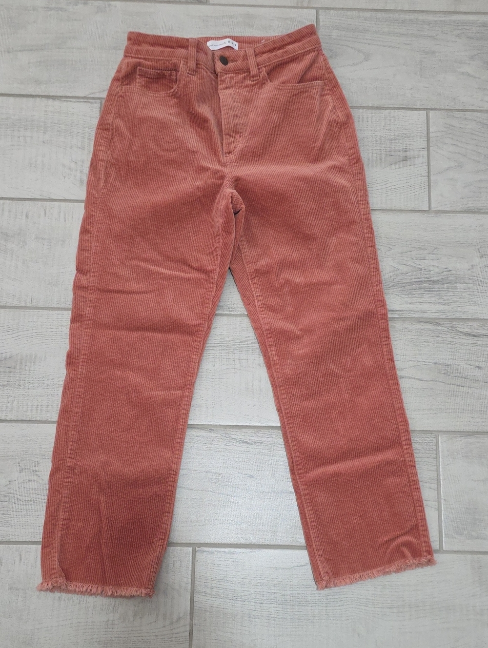 LOFT Corduroy Raw Hem Wide Leg Cropped Salmon Color Women's Size 2